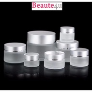 ReadyStock frosted Glass Jar Cream Jars Sliver/Gold Aluminium lid 10g 20g 30g 50g empty cosmetic jar