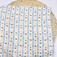 1 Meter Gauze Bear Cartoon Printed Crepe Fabric Double Seersucker Gauze Pleated Texture Saliva Towel