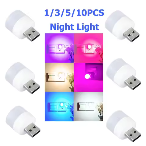 1X 3X 5X 10X LED USB Lamp 5V 1W Light Bulb Cool White Book Reading Nightlight Books Desk Lamps Table