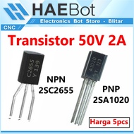 [HAEBOT] Transistor 2SA1020 2SC2655 A1020 C2655 1 Watt 2A 50V High Current To-92 PNP NPN 5 Pcs