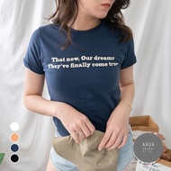 AHUA Is Okay Genuine Korean Women's Clothing That now Letter Round Neck Short Sleeve T-Shirt [C1893]