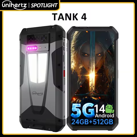 Unihertz by 8849 Tank 4 Smartphone 5G Built-in 720P Projector 512GB ROM 24GB RAM 11600mAh Dimensity 
