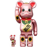 招財貓 招福 桃金 電鍍 BEARBRICK 400%+100%