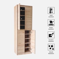 VHIVE Nara 60cm Wide 180cm High Shoe Cabinet - 4 Doors 10 Tiers Storage Rack Oak