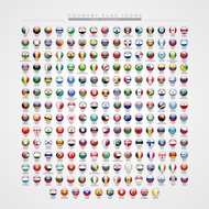 205 Glossy set of bundle 3D icons of country Flags, Round Flags, PNG, worldwide flag, Icons for Trav