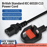 UK Power Cable 1.5M - BS1363 UK Plug to IEC C13 Connector  13A Fuse  for PC, Monitor, Printer, TV