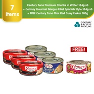 Century Tuna Premium Chunks in Water 184g x3 + Century Gourmet Bangus Fillet Spanish Style 184g x3 + FREE Century Tuna Thai Red Curry Flakes 180g