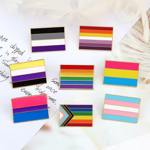 LGBTQ Flag Rainbow Brooch Lesbian Gay Enamel Pins Inclusive Progress Bisexual Asexual Pansexual Tran