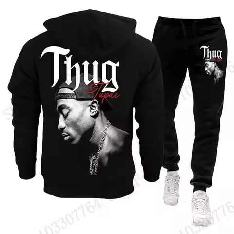 New Men Hoodie Pant Set Rapper 2Pac / Tupac Tour 3d Print Set Men Women Fashion Hoodie +Pants 2Pcs S