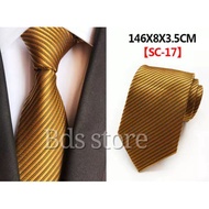 CODE A97L Men's tie with striped motif in dark gold, size 2 3 inches