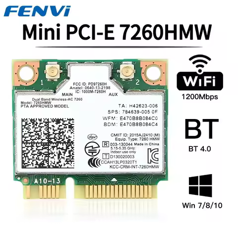 Dual Band for Intel 7260 7260HMW 7260AC MINI PCI-E WiFi Card 2.4G/5Ghz 802.11ac Wi-Fi Bluetooth 4.0