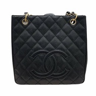 CHANEL 香奈兒 PST COCO 鍊條托特包 荔枝牛皮 黑色 金釦