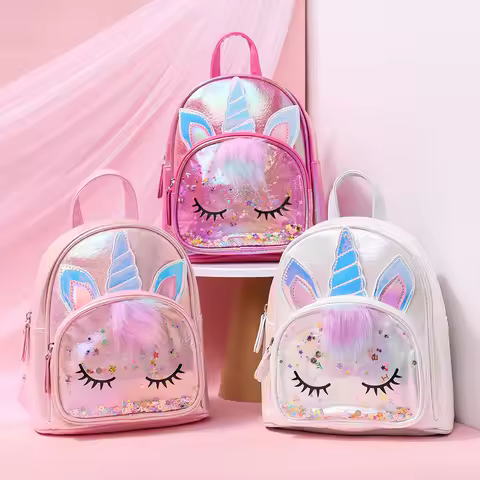 Cute Kids Unicorn Backpack Multicolor Pu Leather Unicorn School Backpacks for Children