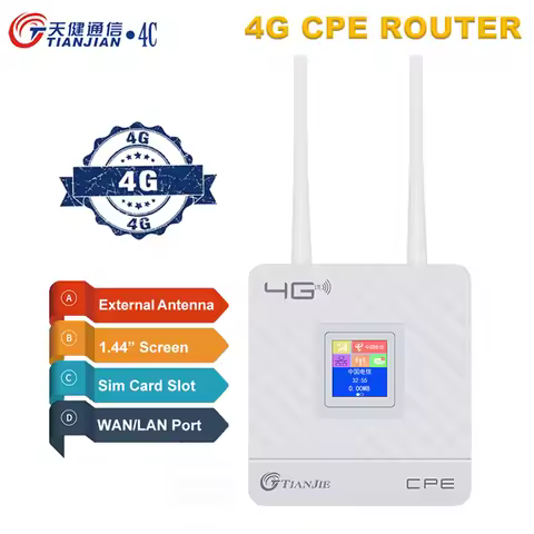 TIANJIE 150Mbps 4G Wifi Router Unlocked SIM Card Wireless Modem External Antenna Hotspot WAN LAN Bro