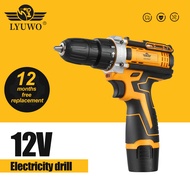 LYUWO12V Cordless Electric Drill Rechargeable Electric Screwdriver Mini Wireless Power Driver DC Lithium Ion Battery 3/8-inch