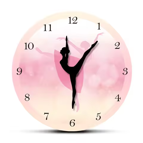 Girl Bedroom Decor Ballet Girl Princess Pink Wall Clock Baby Girl Dancing Wall Clock Ballerina Movin