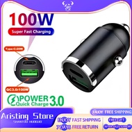 Mini Car Charger with 100W High Power Output, Black Car Charger Fast Charging