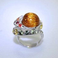 天然紅銅鈦髮晶14K白金戒指-宇宙霓虹