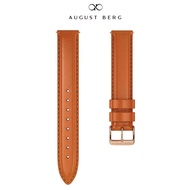 August Berg Light Brown Leather Rose Gold Buckle Watch Strap