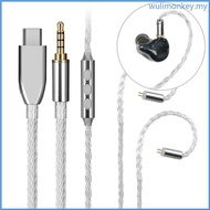 WU 2Pin 0 78mm Plug Headphone Cable 3 5mm Type-C 8Core Earphone Replacement Cable Earphone Cable Support Volume Control