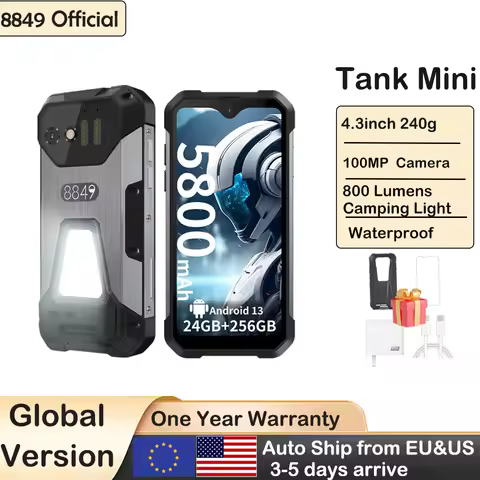 8849 Tank Mini Rugged Smartphone 16/24GB 256GB 5800mAh100Mp Camera Android 13 Cellphone 4.3 inch Wat