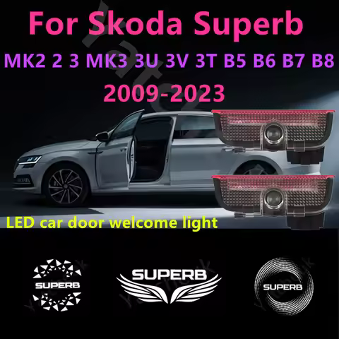 2Pcs LED Projector lamp Auto tool Accessories For Skoda Superb B5 B6 B7 B8 MK2 MK3 2 3 3U 3V 3T 2009