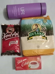 Murah meriah/ kopi kapal api spesial mix/ teh celup sosro/ gula pasir 1kg/paket ngeteh dalam 1 kemas