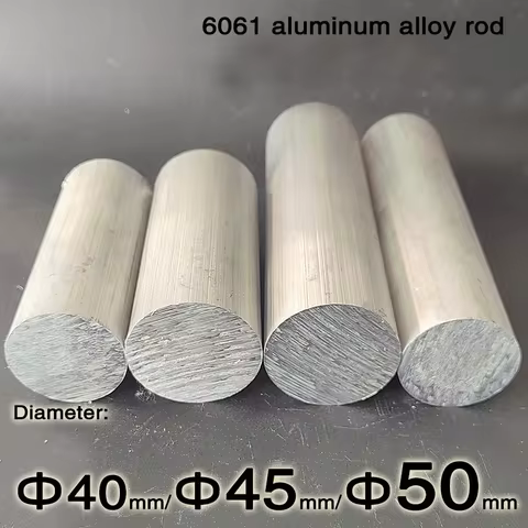 6061 High-Quality Aluminum Solid Round Rod, Diameter Φ 40mm, 45mm, 50mm, Length 50mm, 100mm, 150mm, 