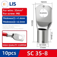 EZ SC16-6 SC25-8 SC35-8 SC1.5-95mm² Tinned Thicken Copper Lugs Ring Bolt Hole Crimp Terminal Wire We