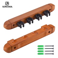 SONONIA Billiard Cue Storage Rack Wall Mount Organizer 4 Holes Bamboo Pool Stick Holder Supplies for