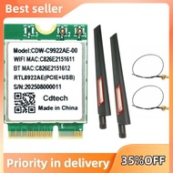 RTL8922AE WiFi7 Card+2X10DB Antenna 2.4G/5G/6G Tri-Band 6338Mbps Wireless WiFi Card Adapter Bluetoot