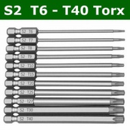 11pcs Torx Screwdriver Bits 1/4 Inch Hex Shank Electric Magnetic Star Torx Security Head Screw drive