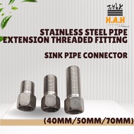 Stainless Steel Pipe Extension Threaded Fitting Sink Pipe Connector Penyambung Kepala Paip [ 40mm, 5