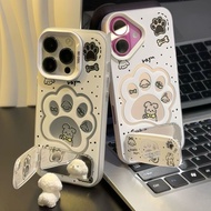Phone Phone Case Hollow Dog Claw with Mirror Holder Phone Case