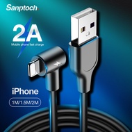 Sanptoch 90องศาสายชาร์จสำหรับLightning iPhone 11 12 Pro Max XS XR X 8 7 6 6S 5 5s SEไอแพดไอพอดIOS USBข้อมูลสายชาร์จแบตเตอรี่1M/1.5M/2M