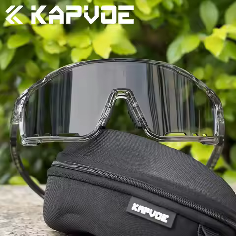 Kapvoe Purple Photochromic Cycling Sunglasses Bicycle Goggles UV400 Outdoor Bike Hiking Eyewear Spor