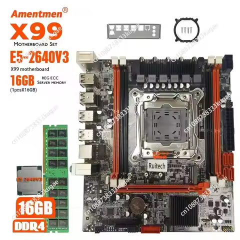 X99h set LGA 2011-3 desktop computer main board with 2 8G DDR4 memory E5 2640V3 CPU
