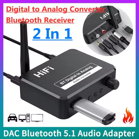 DAC Bluetooth 5.1 Audio Receiver Digital to Analog Converter 3.5mm AUX RCA L/R U-Disk Optical Stereo