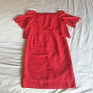Et Cetera Red Midi Sabrina Formal Dress