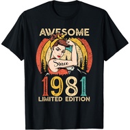 Men's cotton T-shirt 41th birthday shirts for women, Vintage 1981 Limited Edition T-Shirt