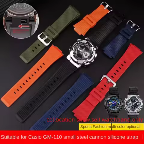 For Casio G-SHOCK GM-110GB GM110 GA110 Red Blue Color Blocking Orange Resin Watch Strap Silicone Sma
