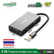 UGREEN Mini DisplayPort to HDMI DVI VGA Adapter รุ่น 20418 ตัวแปลงสัญญาณภาพ สามารถใช้ต่อภาพขึ้นจอ 4K Mini DP Converter Thunderbolt Compatible 3 in 1 support Mac Air Microsoft Surface Pro Acer ASUS HP DELL