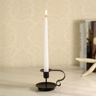 🎽ZZEuropean-Style Retro Candlestick Wrought Iron Paint Black Candle Holder Metal Crafts Home Home Ornaments Photography