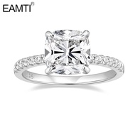 EAMTI 3.5CT 925 Sterling Silver Rings Cushion Cut Cubic Zirconia CZ Engagement Rings Wedding Bands f