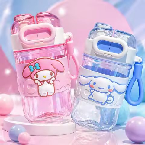 1pc My Melody 490ml Cartoon Plastic Cup Cute Double Drinking Cup Portable and Easy to Use Cup High A