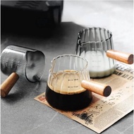 Measuring Glass With Coffee Wood Handle Cup Milk Espresso High Heat Resistant Double Mouth Package H