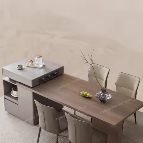 Household Retractable Dining Room Furniture 2.4m 2.7m Minimalist Modern Multifunctional Storage Rock