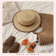 1NIE.STUDIO | French Straw Hat with High Quality Leather Trim - Luxurious Beach Straw Hat, Summer Su