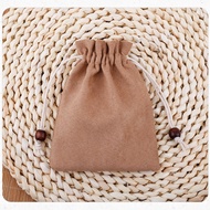 Combo of 2 Retro Brown Velvet Bags Thick Faux Suede Jewelry Bags Essential Gift Supplies