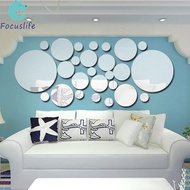 【Focuslife】Silver Removables Acrylic Mirror Wall Sticker Decal For Living Room Bedroom